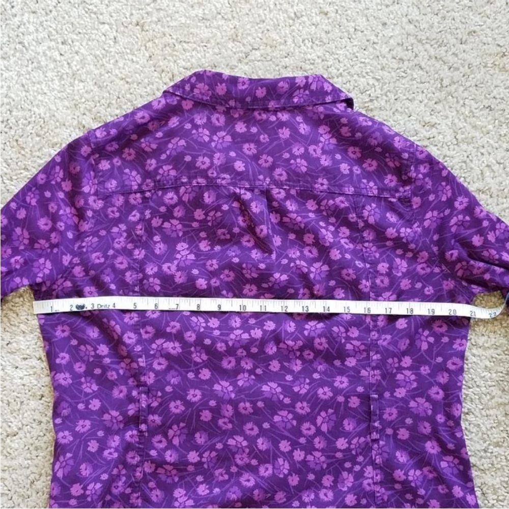 NWOT Merona Purple Floral 3/4 Sleeve Belted Shirt Dress with Pockets, Size L - Picture 9 of 14
